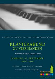 Quelle: Ev. Kirchengemeinde Sinsheim Konzertplakat Klaviermusik zu vier Händen mit Alexander Albrecht
