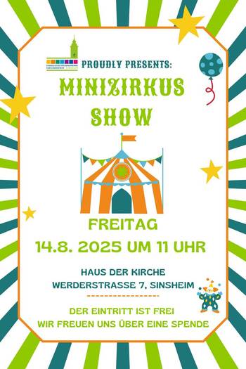 Quelle: Ev. Kirchengemeinde Sinsheim / canva.com Plakat Minizirkusshow